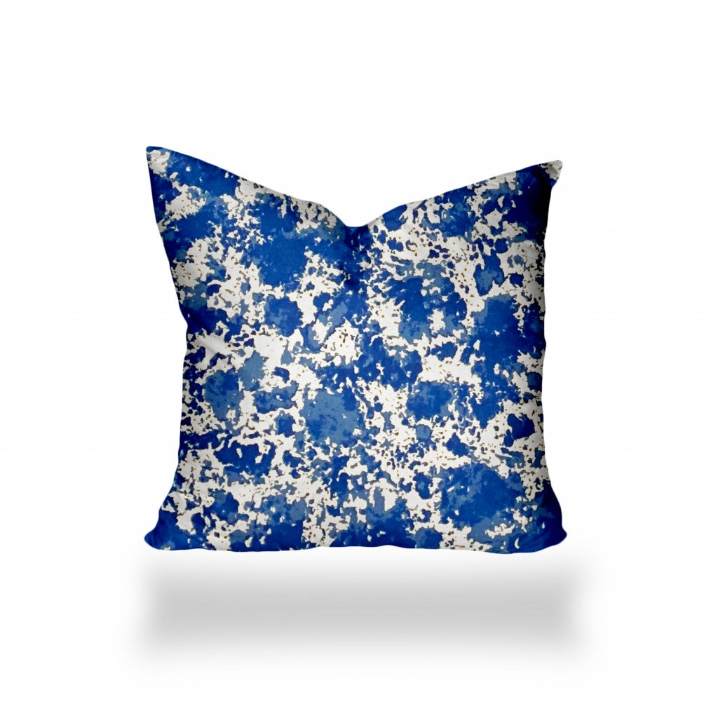 12" X 16" Blue And White Zippered Lumbar Indoor Outdoor Pillow Cover