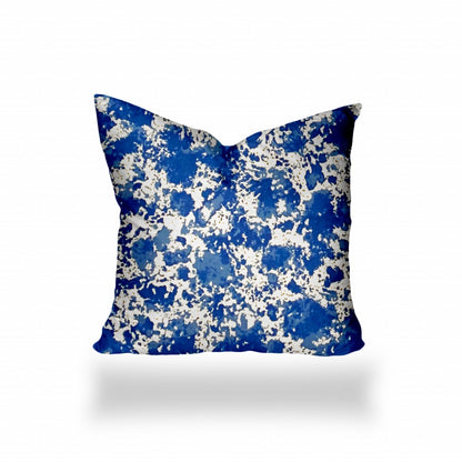 12" X 16" Blue And White Zippered Lumbar Indoor Outdoor Pillow Cover