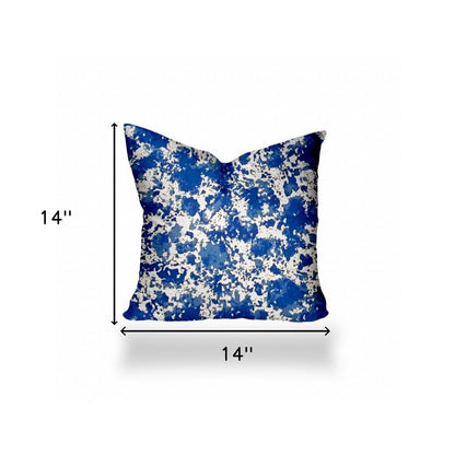 12" X 16" Blue And White Zippered Lumbar Indoor Outdoor Pillow Cover