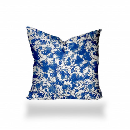 12" X 16" Blue And White Zippered Lumbar Indoor Outdoor Pillow Cover