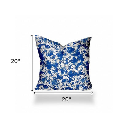 12" X 16" Blue And White Zippered Lumbar Indoor Outdoor Pillow Cover