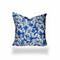 12" X 16" Blue And White Zippered Lumbar Indoor Outdoor Pillow Cover