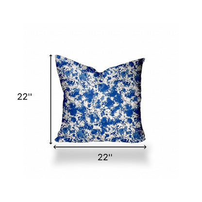 12" X 16" Blue And White Zippered Lumbar Indoor Outdoor Pillow Cover