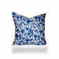 12" X 16" Blue And White Zippered Lumbar Indoor Outdoor Pillow Cover