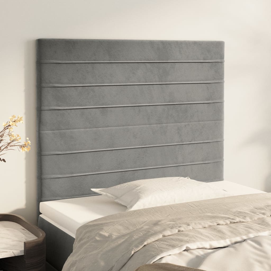 Headboards 2 pcs Light Gray 39.4"x2"x30.7"/34.6" Velvet