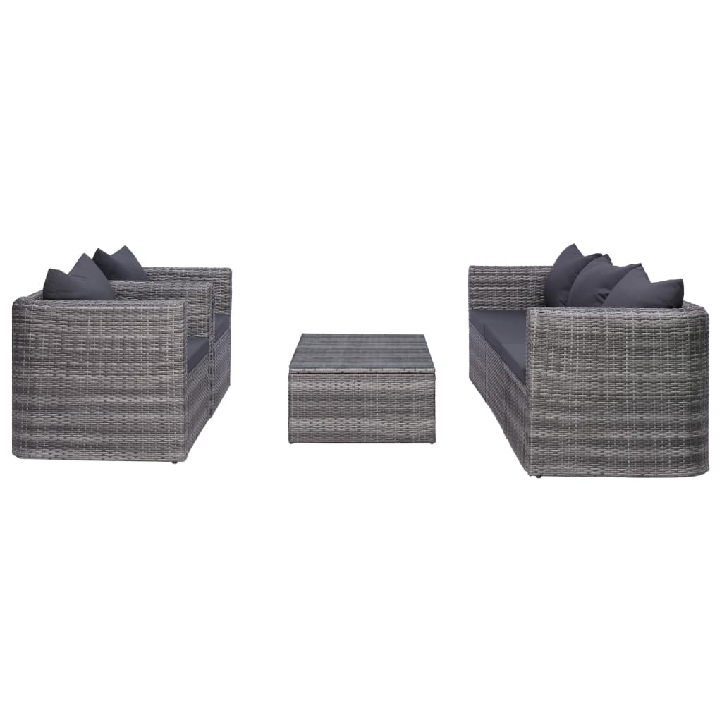 6 Piece Patio Sofa Set with Cushions & Pillows Poly Rattan Gray