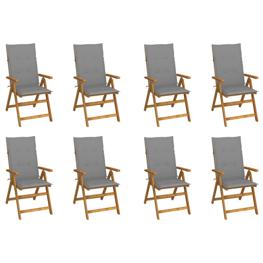 Folding Patio Chairs with Cushions 8 pcs Solid Acacia Wood