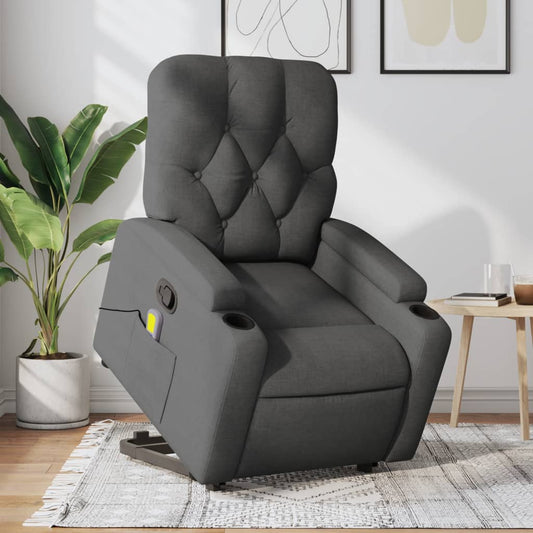 Stand up Massage Recliner Chair Dark Gray Fabric