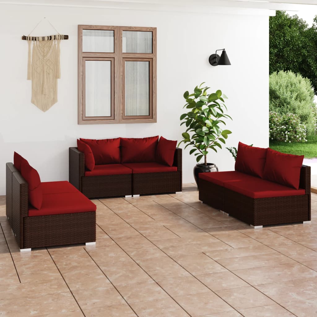 4 Piece Patio Lounge Set with Cushions Poly Rattan Black