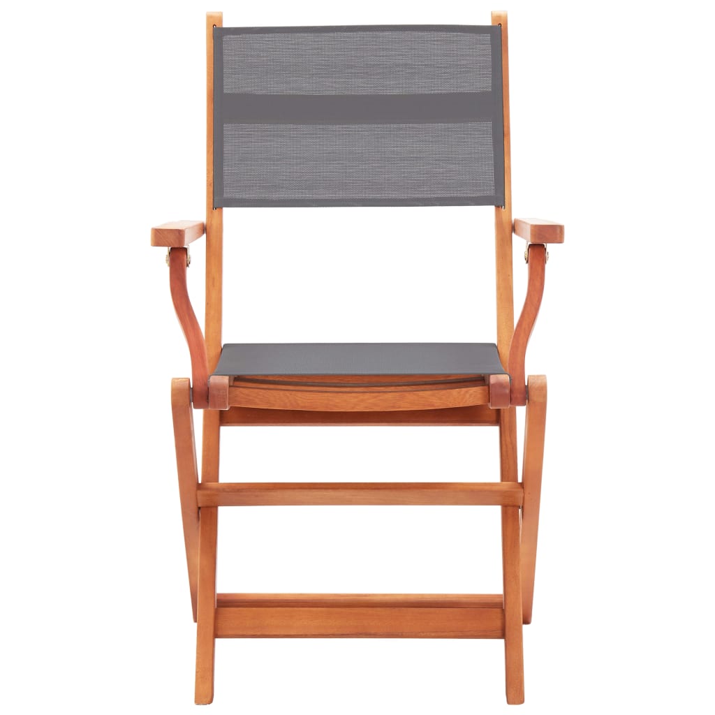 Folding Patio Chairs 2 pcs Solid Eucalyptus Wood&Textilene