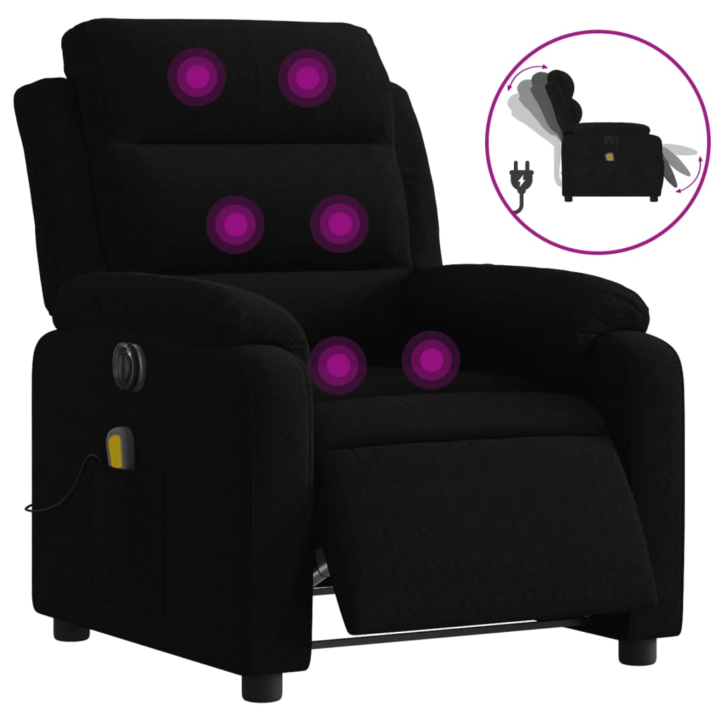 Electric Massage Recliner Chair Black Velvet