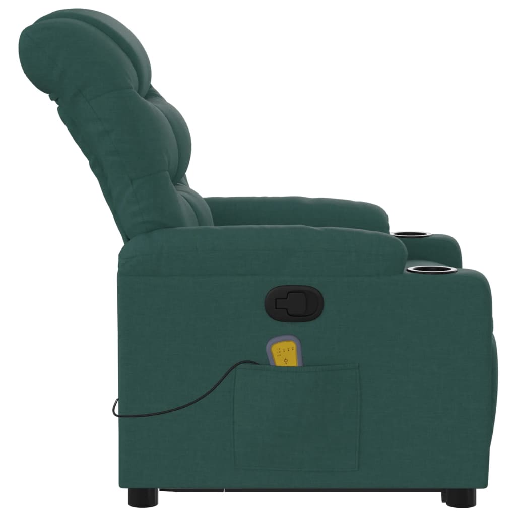 Stand up Massage Recliner Chair Dark Green Fabric