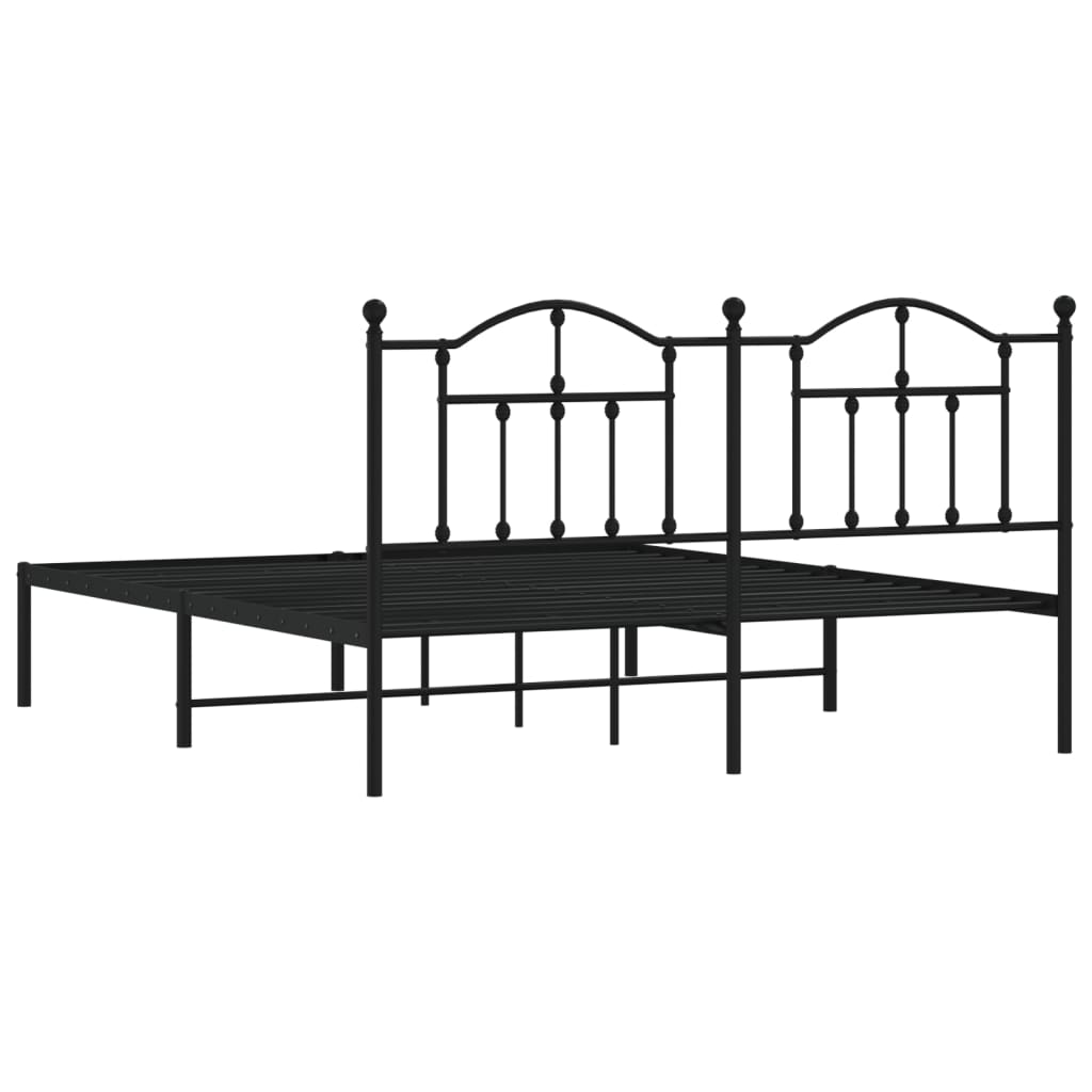 Metal Bed Frame without Mattress with Headboard Black 72"x83.9"