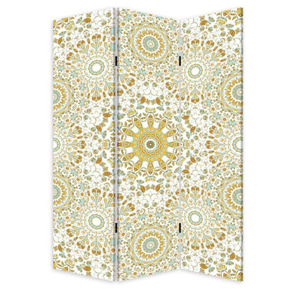 Blue Boho Mandala Three Panel Room Divider Screen