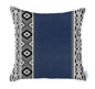 17" X 17" Navy Blue Geometric Zippered Handmade Faux Leather Throw Pillow Cover