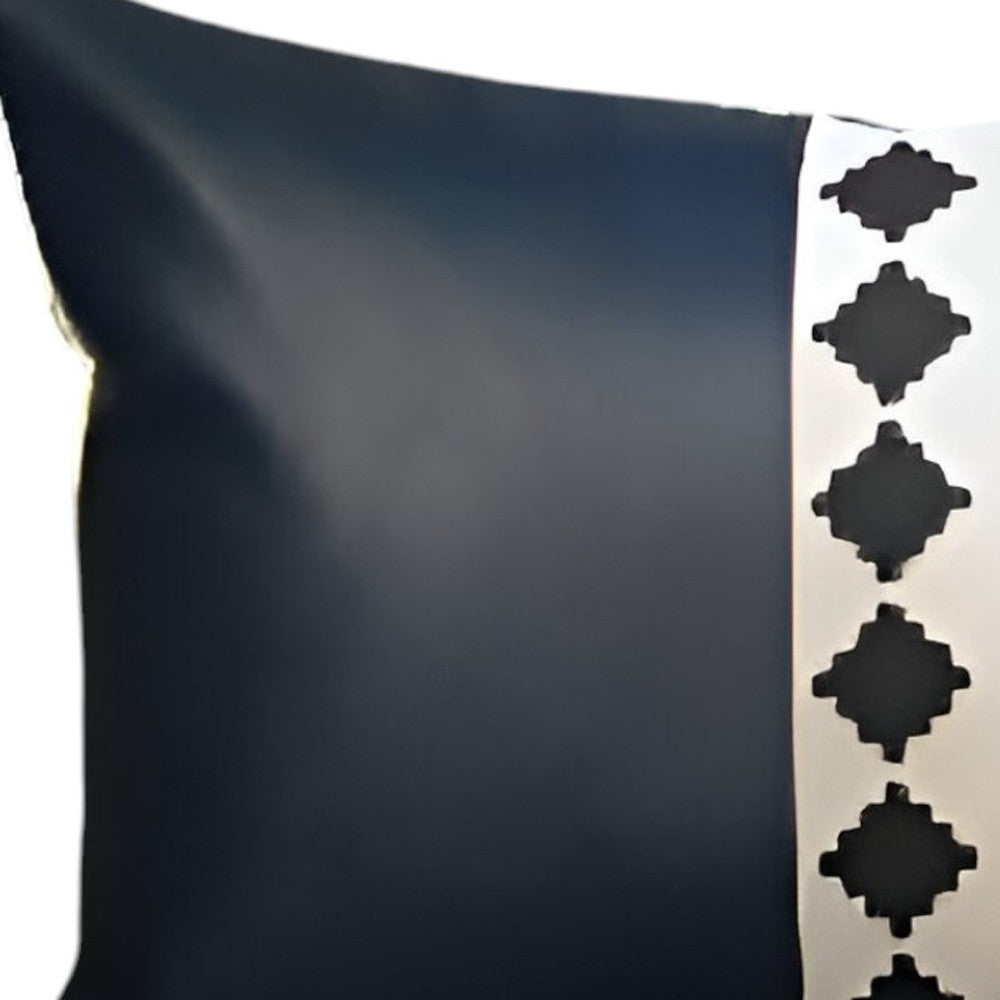 20" X 12" Navy Blue Faux Leather Diamond Zippered Pillow