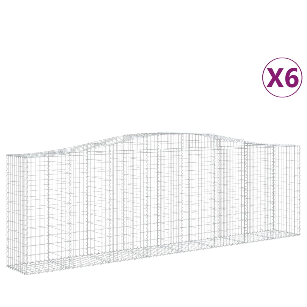 Arched Gabion Baskets 6 pcs 157.5"x19.7"x47.2"/55.1" Galvanized Iron