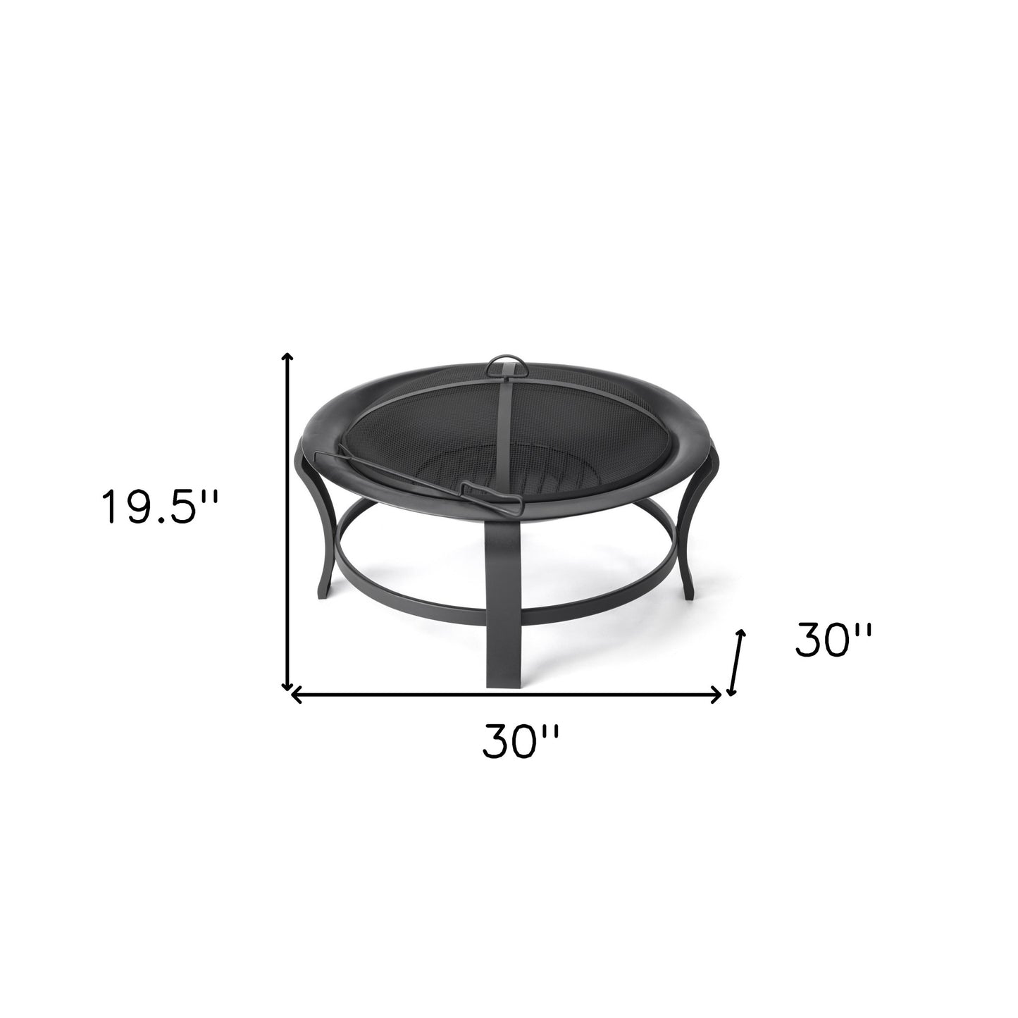 Black Steel Round Wood Burning Fire Pit