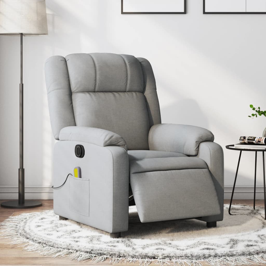 Electric Massage Recliner Chair Cream Fabric