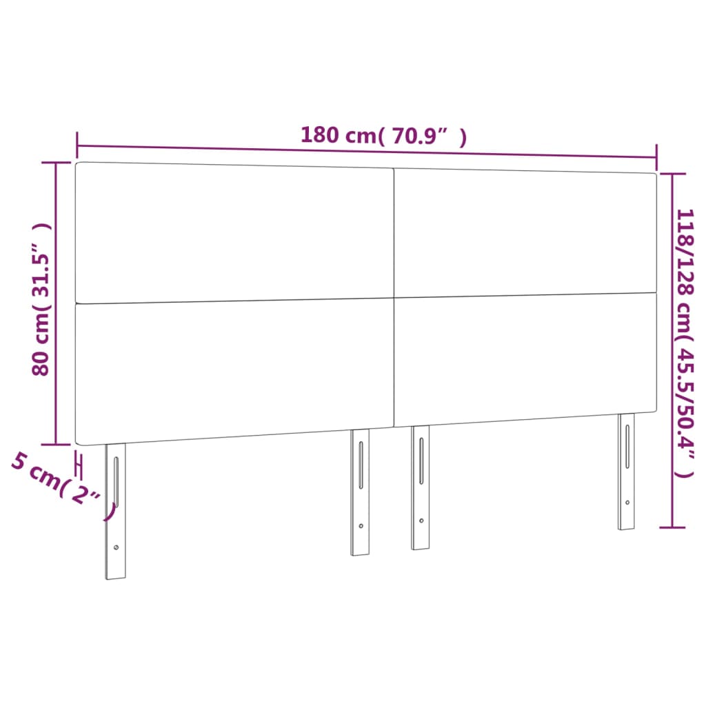 Headboards 4 pcs Light Gray 35.4"x2"x30.7"/34.6" Fabric