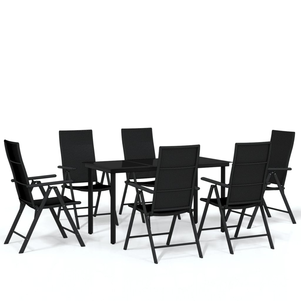 7 Piece Patio Dining Set Black