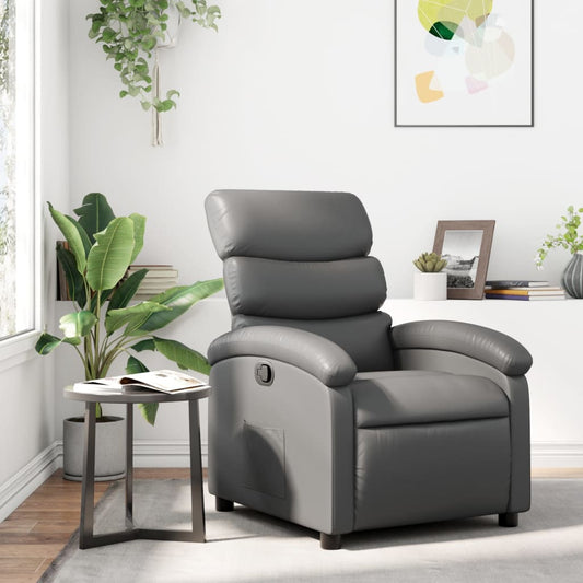 Recliner Chair Gray Faux Leather