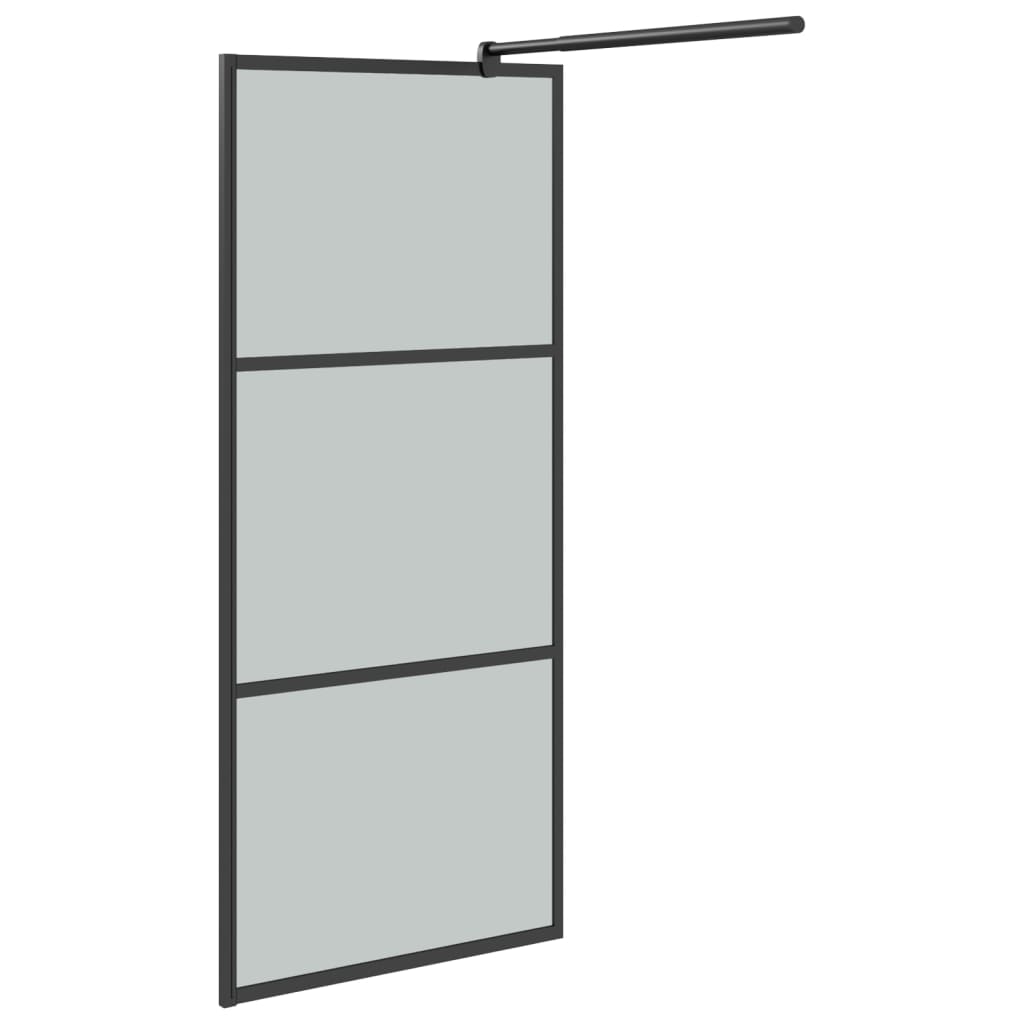 Walk-in Shower Wall with Shelf Black 39.4"x76.8" ESG Glass&Aluminum