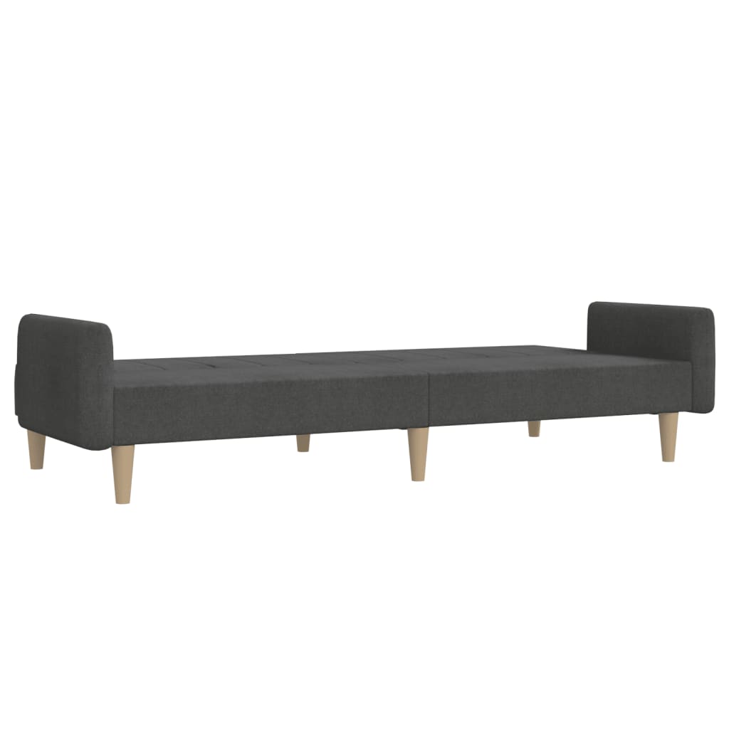 2-Seater Sofa Bed Dark Gray Fabric