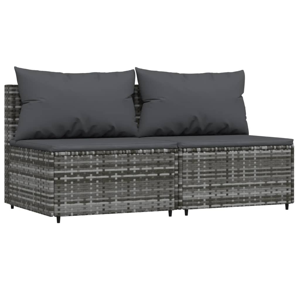 3 Piece Patio Lounge Set with Cushions Gray Poly Rattan