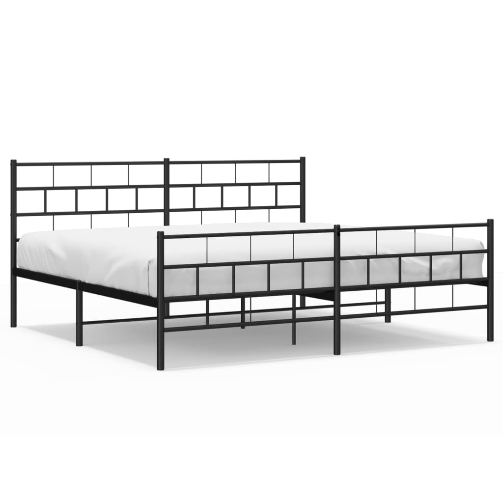 Metal Bed Frame without Mattress with Footboard Black 72"x83.9"