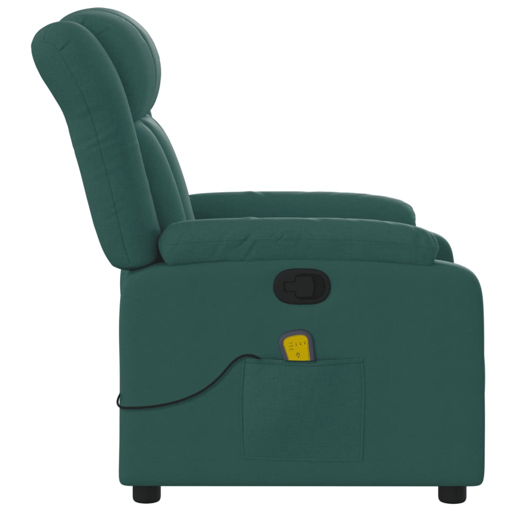 Massage Recliner Chair Dark Green Fabric