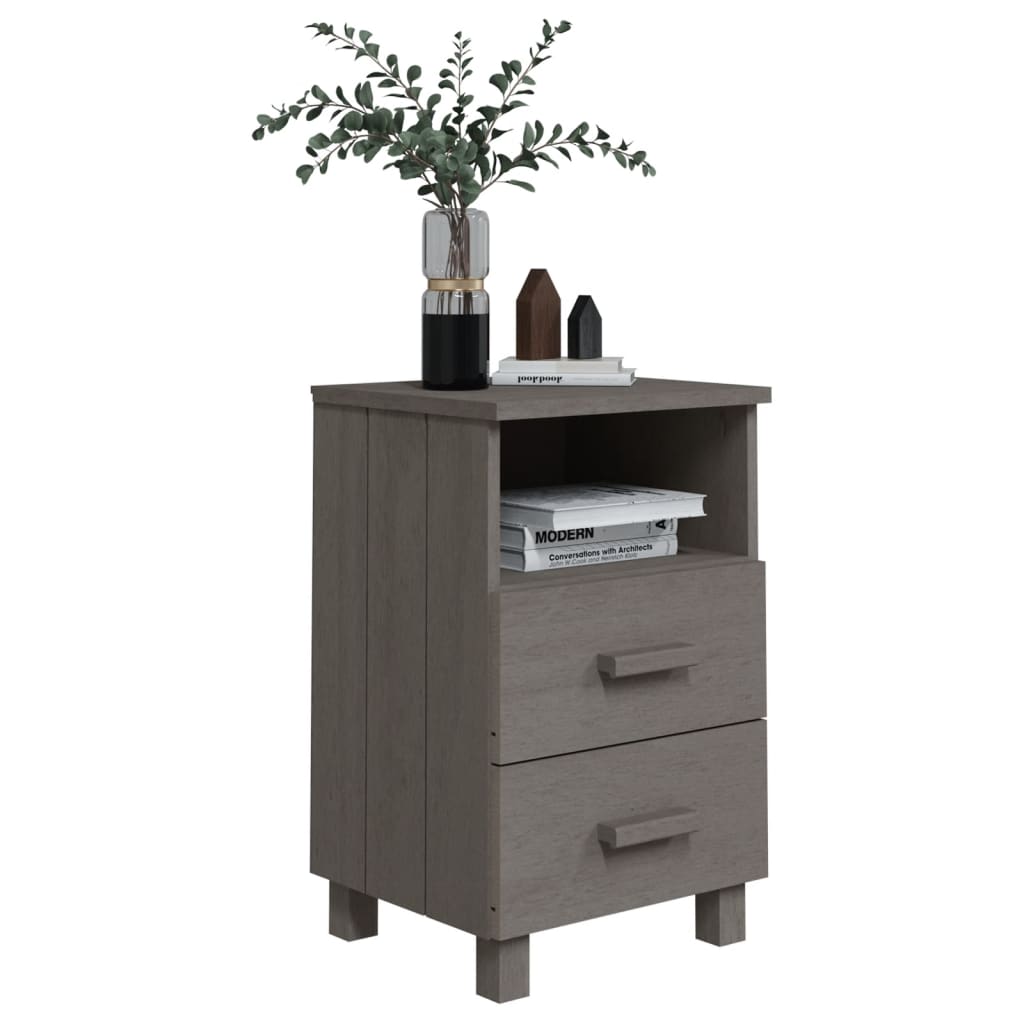 Bedside Cabinets HAMAR 2 pcs Light Gray 15.7"x13.8"x24.4" Solid Wood