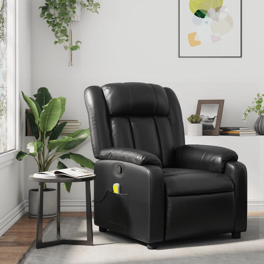 Massage Recliner Chair Black Faux Leather