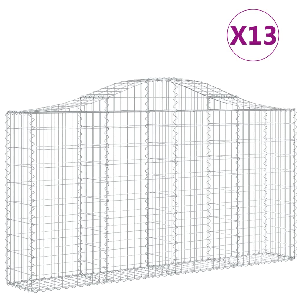 Arched Gabion Baskets 13 pcs 78.7"x11.8"x39.4"/47.2" Galvanized Iron