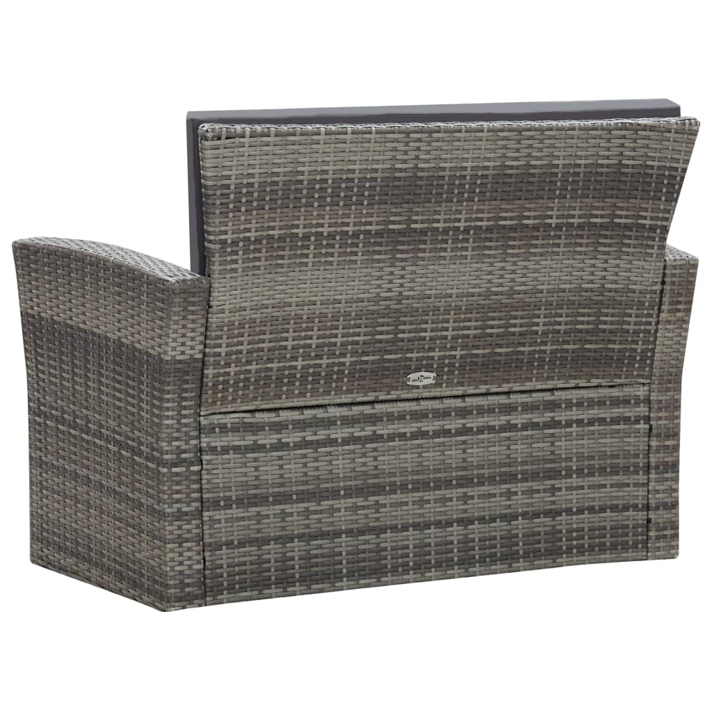 4 Piece Patio Lounge Set with Cushions Poly Rattan Gray