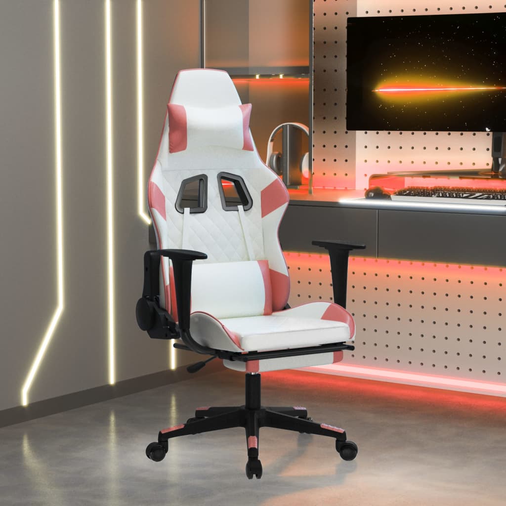 Gaming Chair with Footrest Black and Red Faux Leather