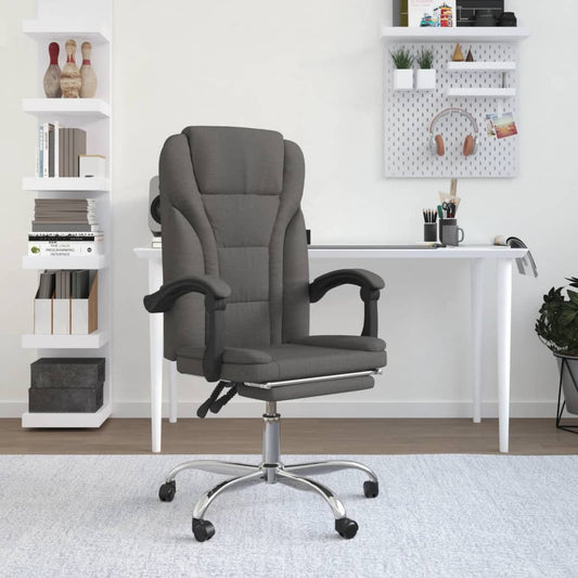 Reclining Office Chair Dark Gray Fabric