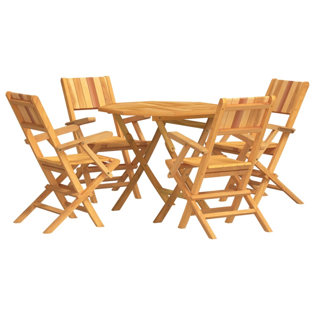 5 Piece Patio Dining Set Solid Wood Teak