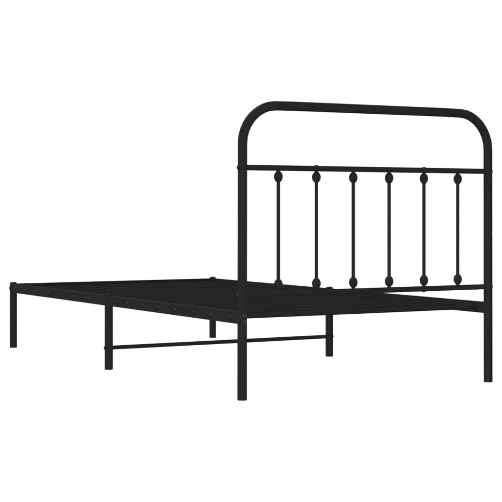 Metal Bed Frame without Mattress with Headboard Black 39.4"x78.7"