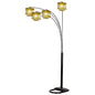 84" Black Four Light Arc Floor Lamp With Clear Crystal Glass Chandelier Shade