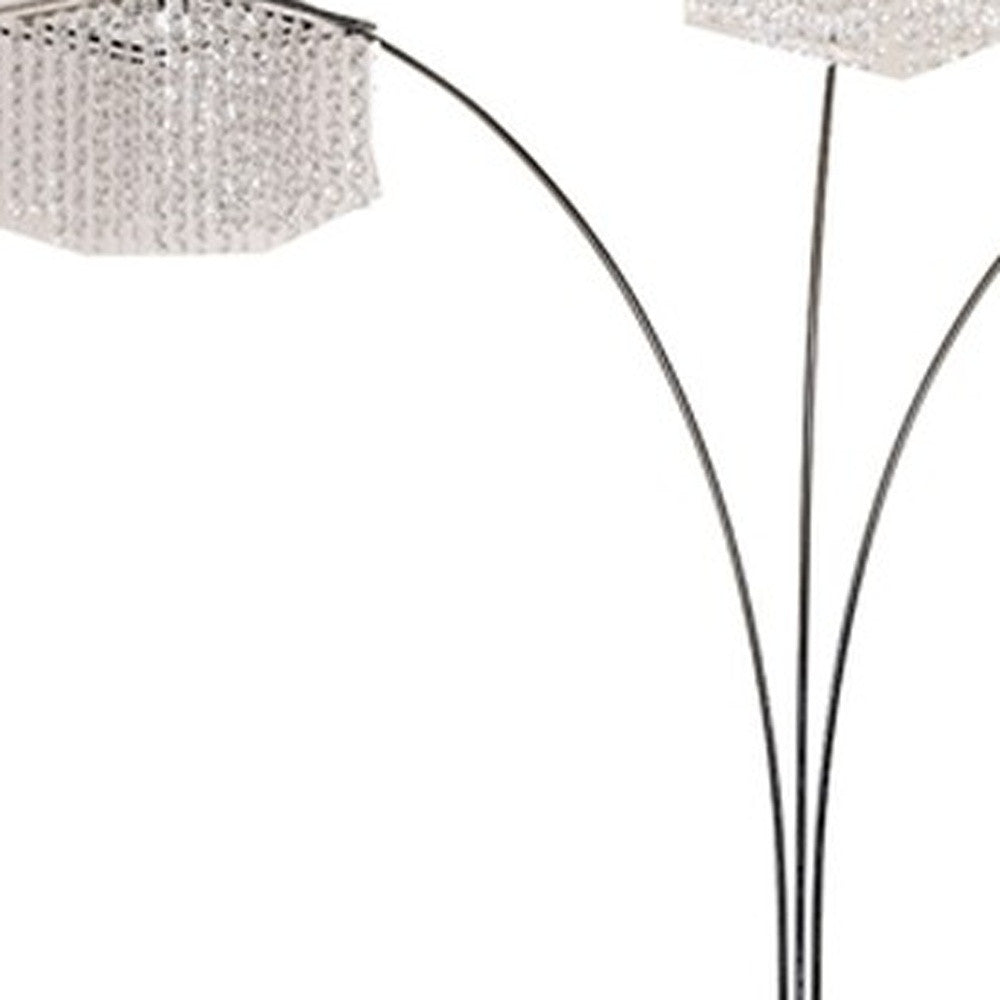 Floor Lamp with Three Hanging Crystal Shades