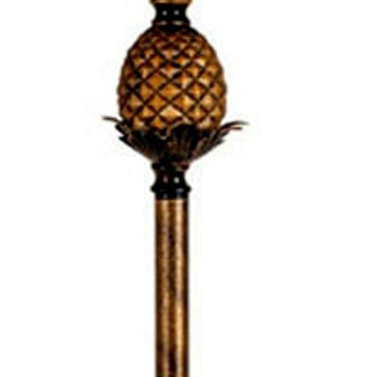 65" Antique Gold And Brown Traditional Pineapple Floor Lamp With Brown Bell Shade