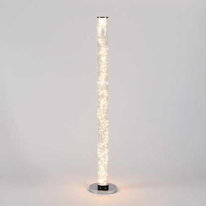 49" Steel LED Column Floor Lamp With Clear Drum Shade