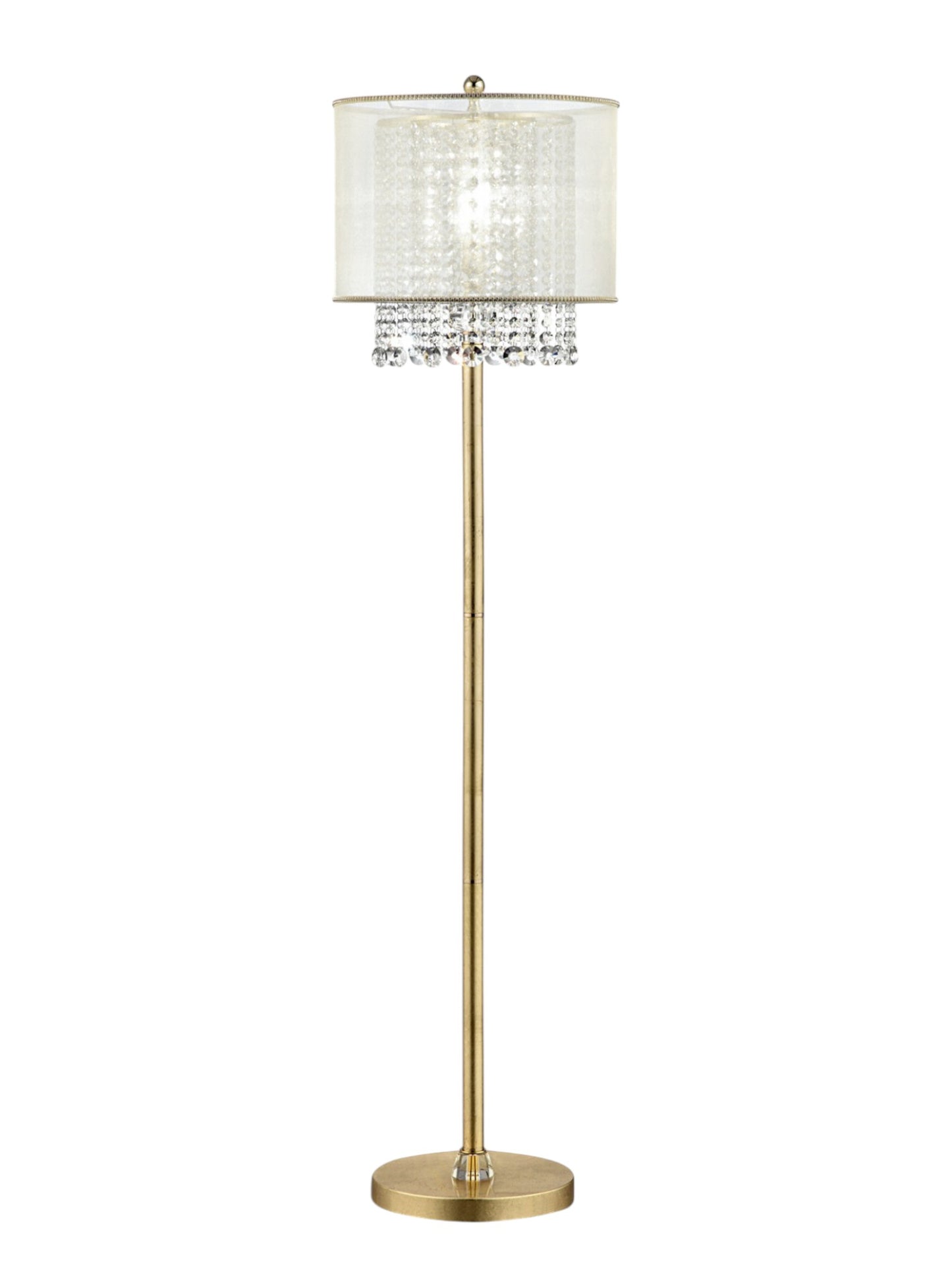 65" Gold Novelty Floor Lamp With White Drum Shade