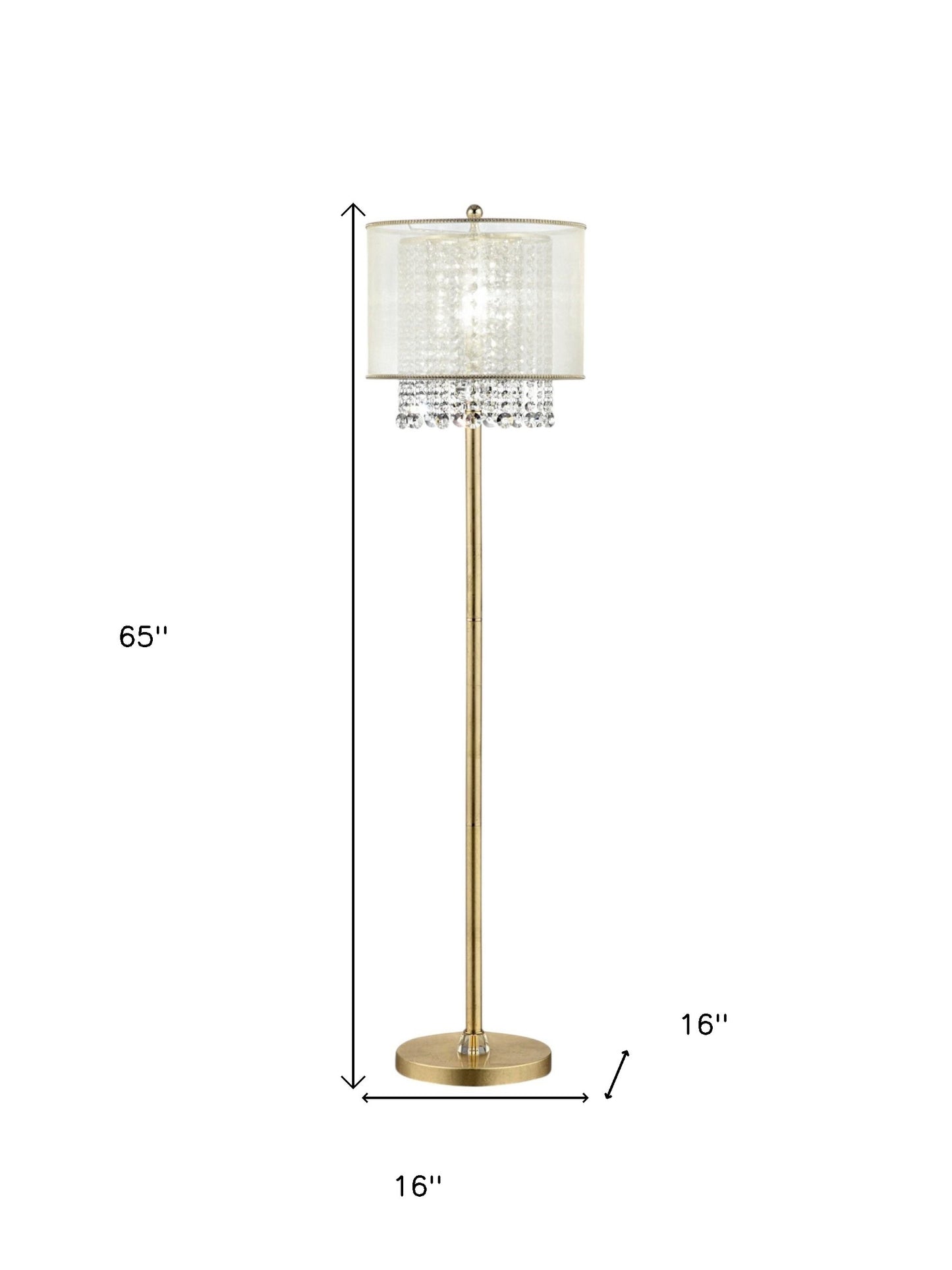 65" Gold Novelty Floor Lamp With White Drum Shade