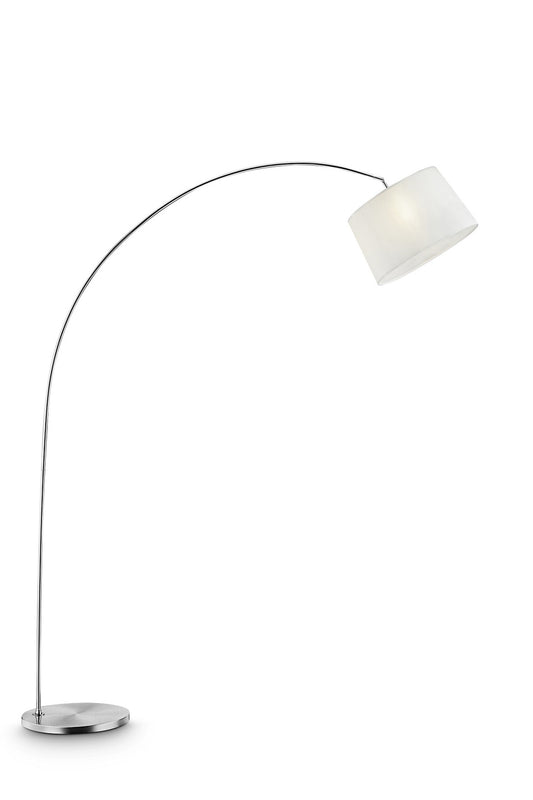 85" White Adjustable Arched Floor Lamp With White Drum Shade