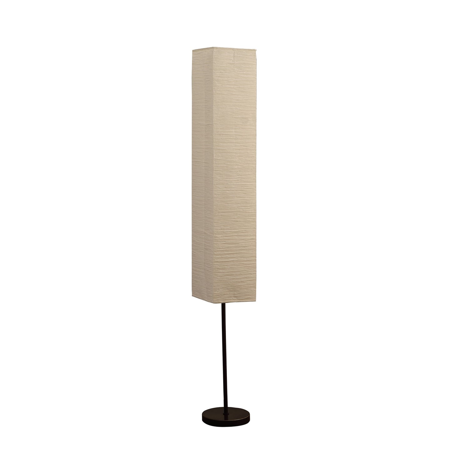 63" Black Column Floor Lamp With Off White Rectangular Paper Shade