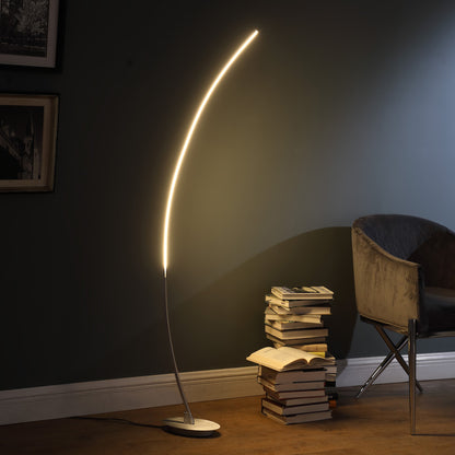 62" Silver And Soft White Arc LED Floor Lamp