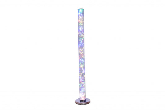 49" Steel LED Column Floor Lamp With Clear Drum Shade