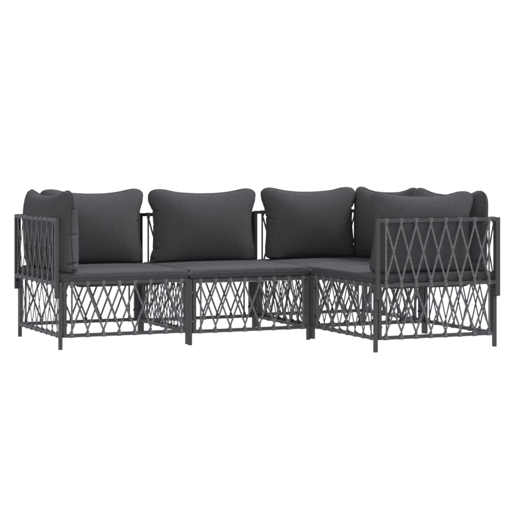 4 Piece Patio Lounge Set with Cushions Anthracite Steel